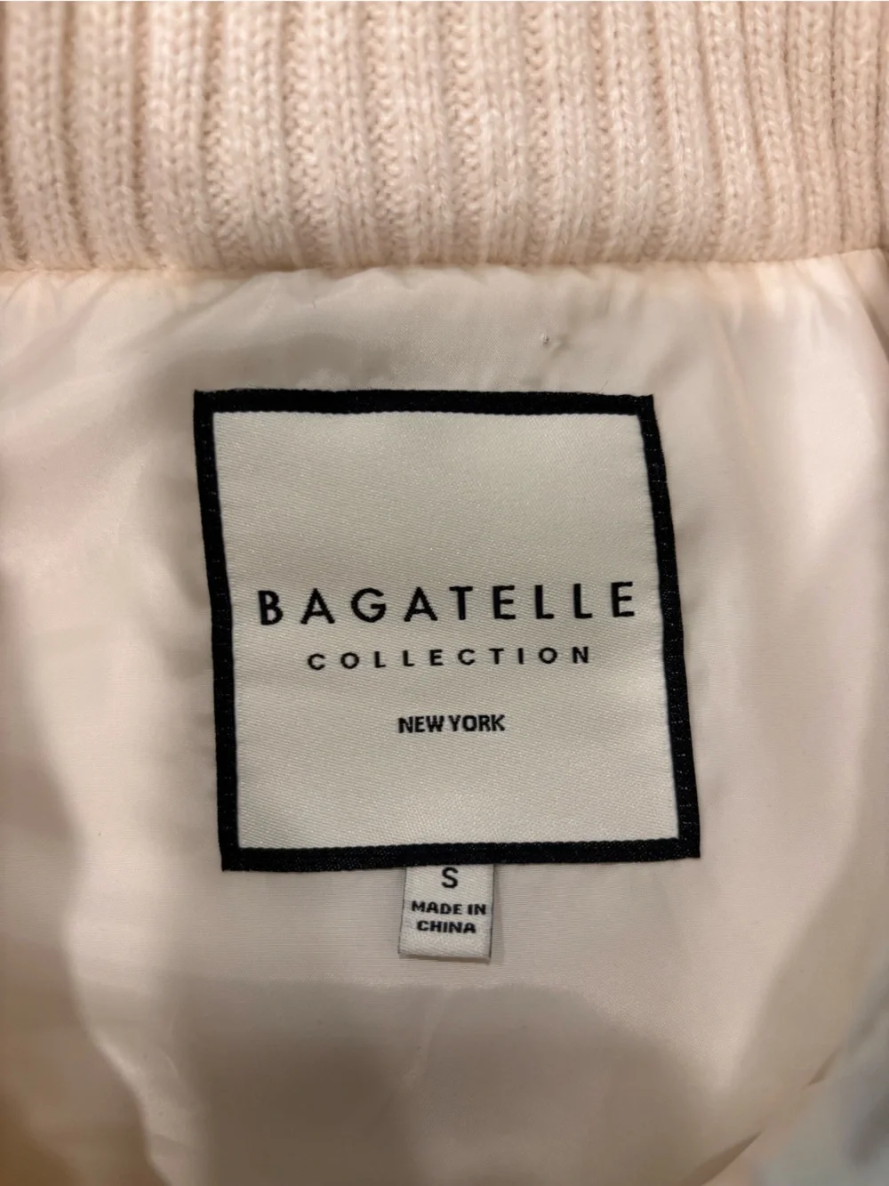 BAGATELLE Cable Stitch Puffer Vest in cream size small